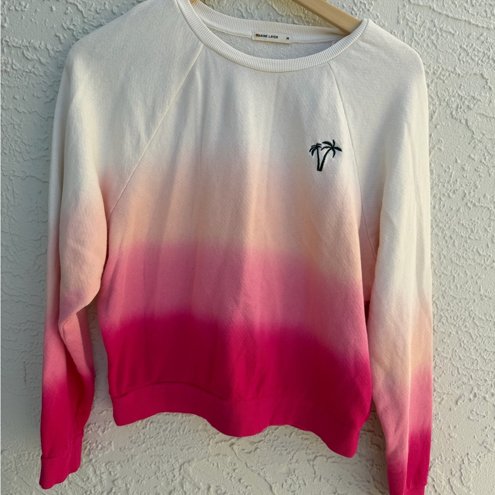 Marine Layer Pink Gradient Sweater with Palm Embroidery - Picture 2 of 3